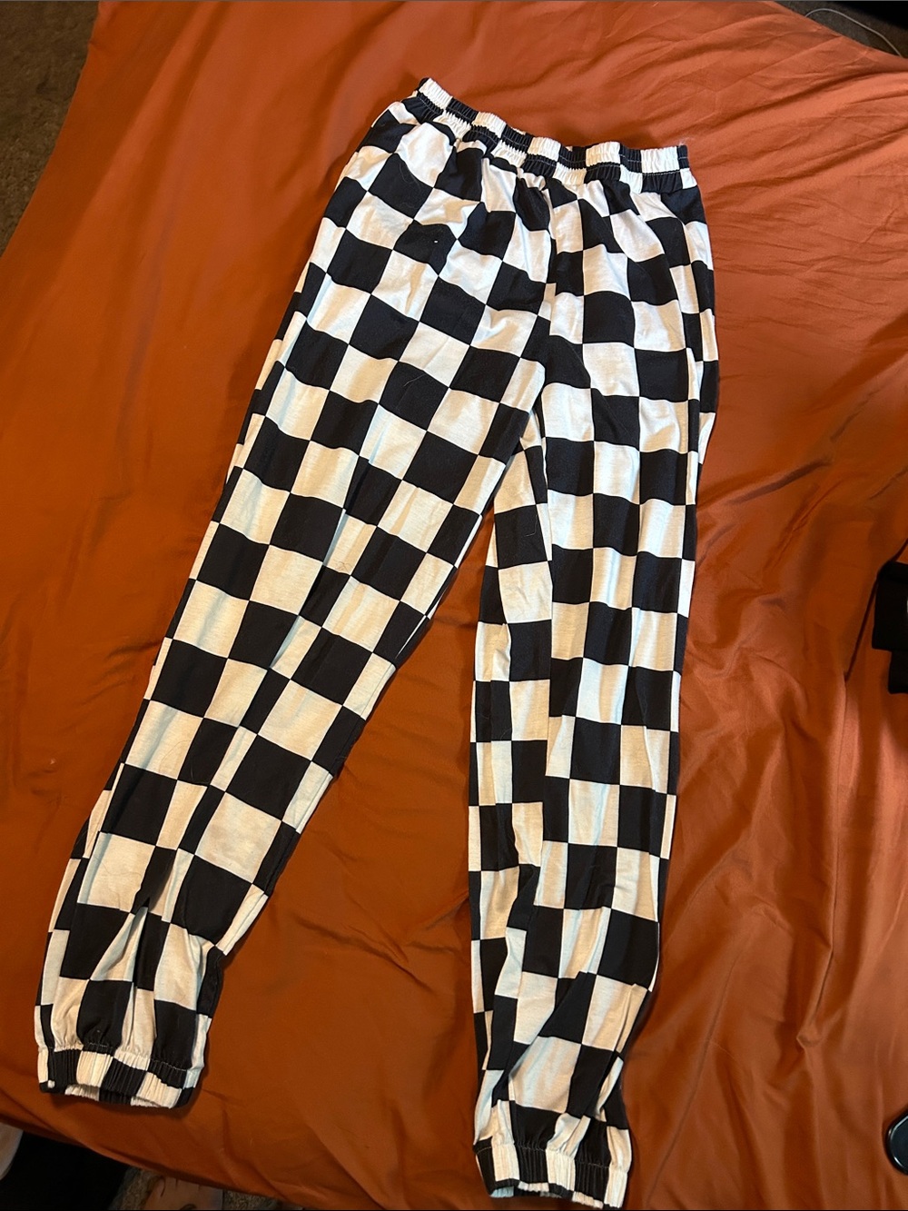 Black & White Checkerboard Jogger Pants for Women